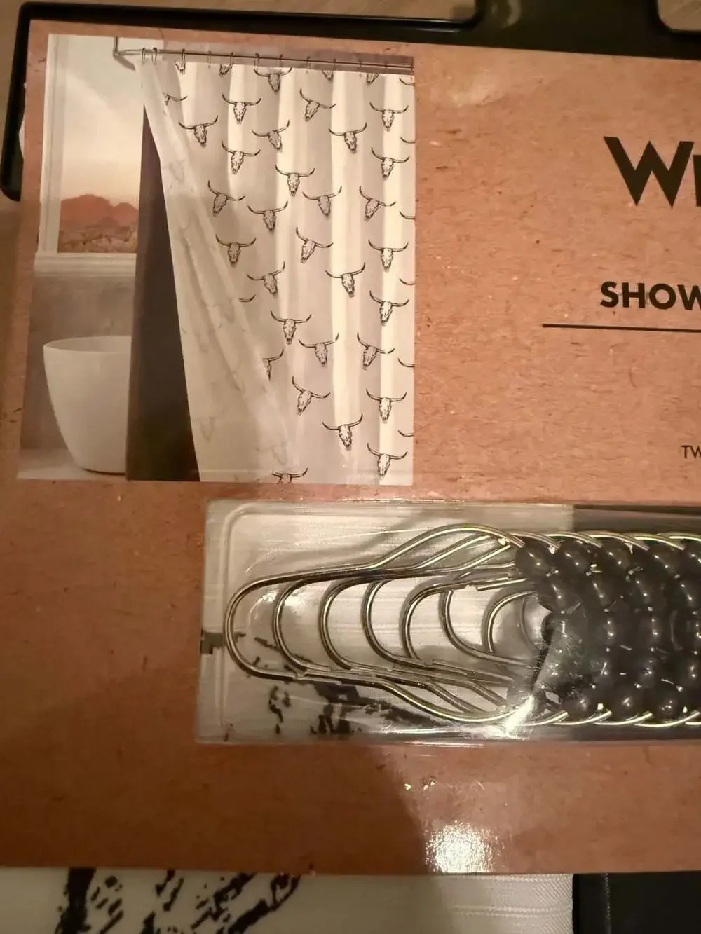 Wrangler Steer Skulls Black Shower Curtain Set with Liner and Roller Ball Hooks
